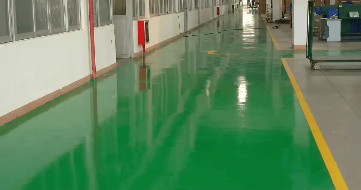 A factory floor professionally covered and marked with epoxy flooring in Shreveport, LA